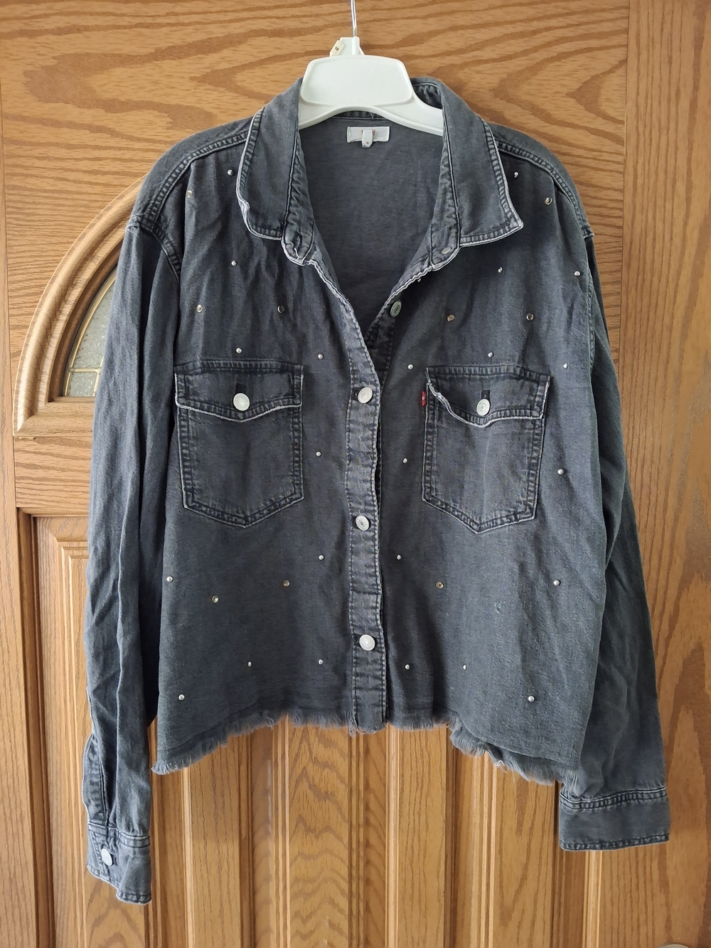 Levi's Black Washed Denim Jacket with Stud Details